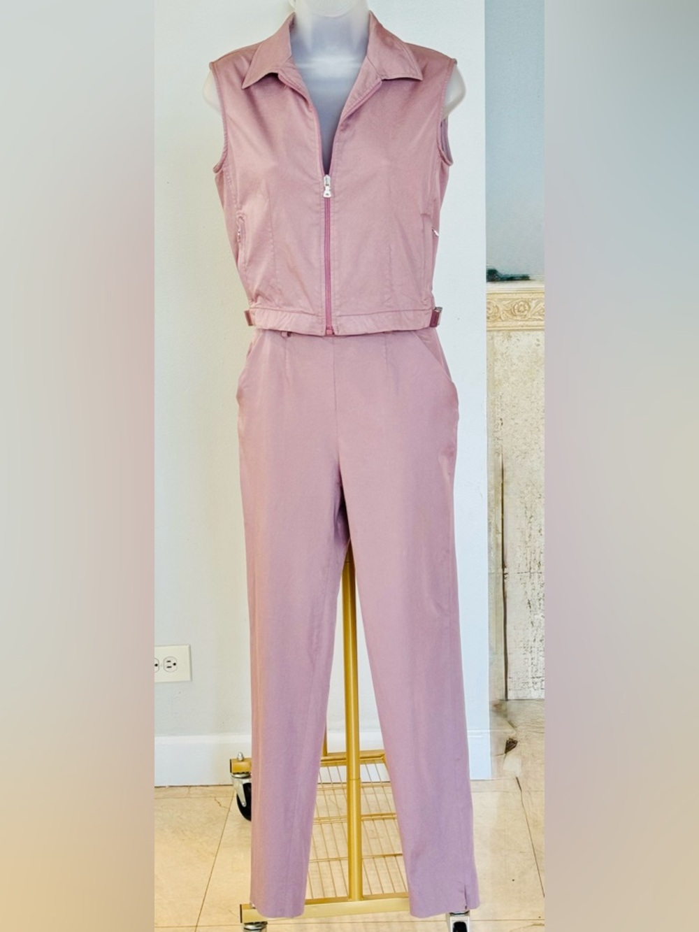 AUTHENTIC Prada Dusty Pink Sleeveless Zip-Front Jumpsuit